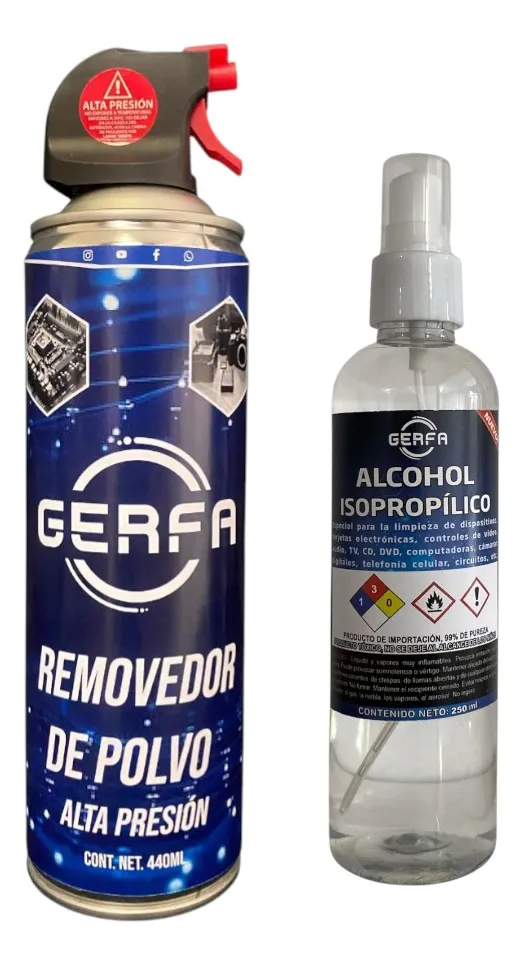 Kit Limpieza Gerfa Alcohol Iso 250 Ml Aire Comprimido 440 Ml