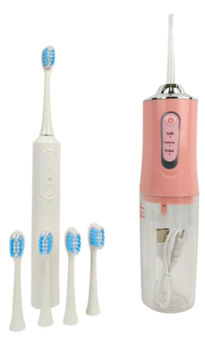 Irrigador Bucal Con Cepillo Eléctrico Cep001 1hora/gerfa Rosa pálido