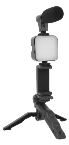 Kit Soporte Celular Con Luz Led Y Microfono Para Streaming