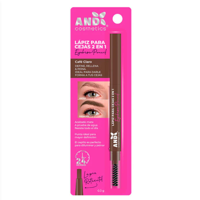 Lápiz para Cejas 2 en 1 – AND Cosmetics Café Oscuro